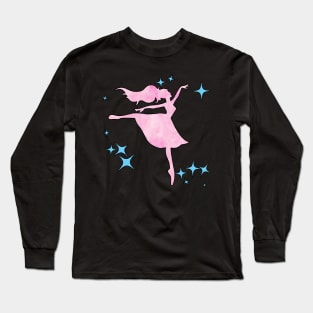 Pink Watercolor Ballerina Long Sleeve T-Shirt